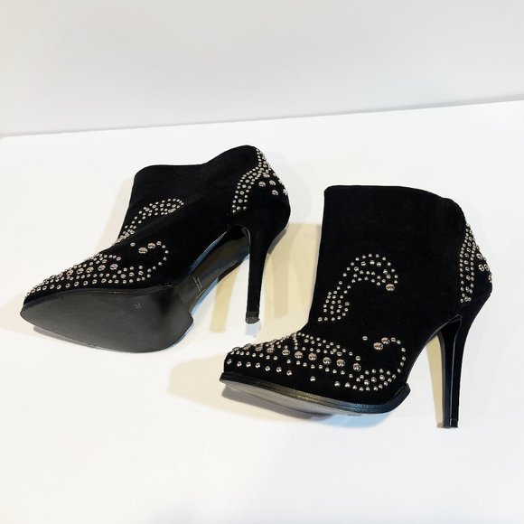 ZARA Studded Boots Faux Suede Trafaluc High Heel Size 7.5 - Picture 7 of 8